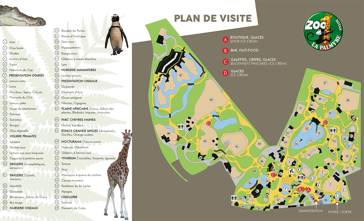 Plan du Zoo de la Palmyre